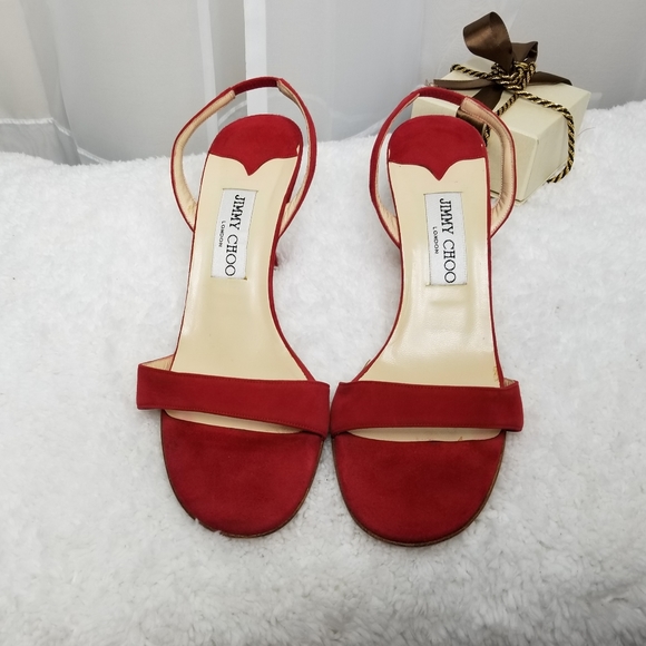 Jimmy Choo Shoes - Jimmy Choo London, Red Strap Slingback Size 38